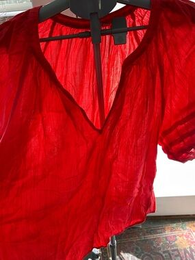 GAP Red V-Neck Lightweight Women's Blouse